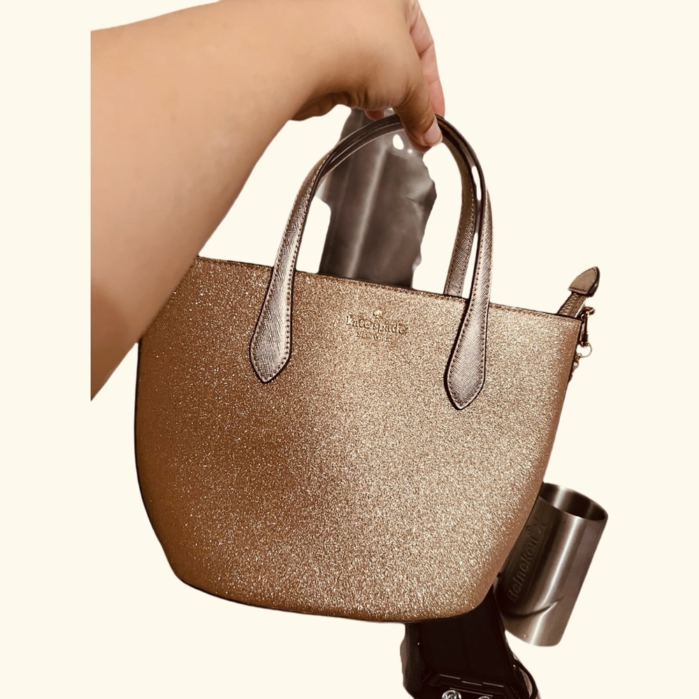 Kate Spade Glimmer Satchel in gold glitter fabric - Picture 2 of 10